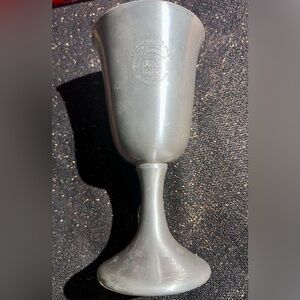 Vintage (1970s) Virginia Tech Pewter Wine Goblet Drinkware 6” Jostens Lindor